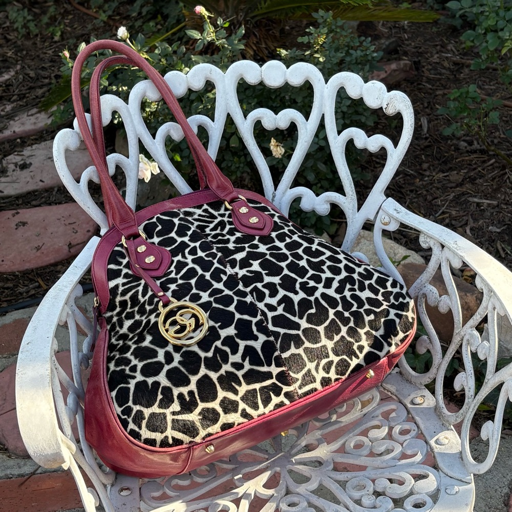 Vintage Roberta Gandolfi Real Hide Leather Designer Handbag